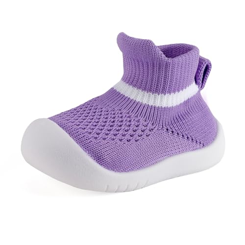 MK MATT KEELY Baby Sockenschuhe Mädchen Lauflernschuhe 6-36 Monate Kleinkind Stricken Krabbelschuhe mit rutschfeste Gummisohle,Violet,18-24 Monate von MK MATT KEELY