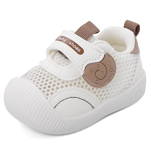 MK MATT KEELY Baby Sommer Schuhe Junge Mädchen Lauflernschuhe Kinderschuhe Weiche Sohle rutschfeste Atmungsaktiv Leichte Turnschuhe,Weiß,21.5 EU von MK MATT KEELY