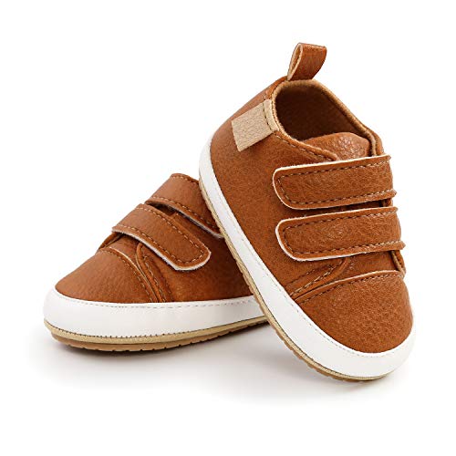 MK MATT KEELY Baby Mädchen Jungen Lauflernschuhe PU Leder Leichte Schuhe mit Weiche Sohle 12-18 Monate,Braun von MK MATT KEELY