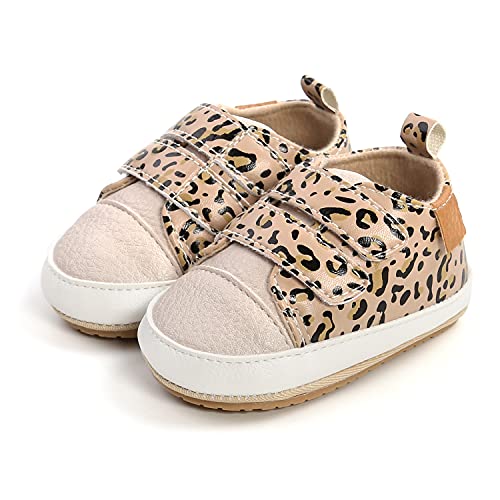 MK MATT KEELY Baby Mädchen Jungen Lauflernschuhe PU Leder Leichte Schuhe mit Weiche Sohle 6-12 Monate,Leopard von MK MATT KEELY