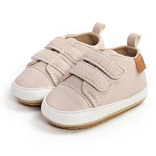MK MATT KEELY Baby Mädchen Jungen Lauflernschuhe PU Leder Leichte Schuhe mit Weiche Sohle 6-12 Monate,Khaki von MK MATT KEELY