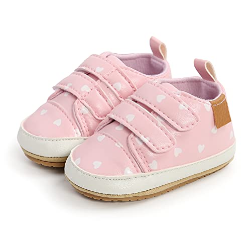 MK MATT KEELY Baby Mädchen Jungen Lauflernschuhe PU Leder Leichte Schuhe mit Weiche Sohle 6-12 Monate,Rosa von MK MATT KEELY