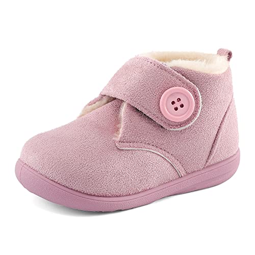 MK MATT KEELY Baby Winter Lauflernschuhe Junge Mädchen Warme rutschfeste Schuhe mit Klettband,Pink,19/20 EU(Etikettengröße 13) von MK MATT KEELY