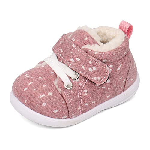 MK MATT KEELY Baby Winter Lauflernschuhe Junge Mädchen Warme rutschfeste Schuhe mit Klettband,Pink2,23/23.5 EU(Etikettengröße 15) von MK MATT KEELY