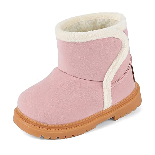 MK MATT KEELY Baby Winterschuhe Jungen Mädchen Warm Gefütterte Lauflernschuhe mit Rutschfester Gummisohle,Rosa Neu,23EU(CN24) von MK MATT KEELY