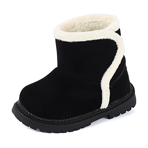 MK MATT KEELY Baby Winterschuhe Jungen Mädchen Warm Gefütterte Lauflernschuhe mit Rutschfester Gummisohle,Schwarz Neu,21EU(CN22) von MK MATT KEELY