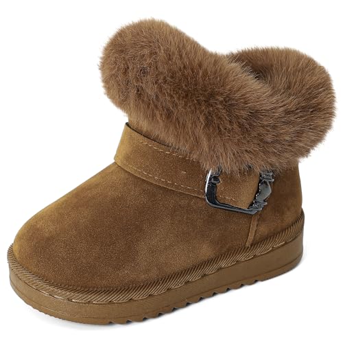 MK MATT KEELY Baby Winterschuhe Mädchen Outdoor Boots Kinder Warm Gefütterte Lauflernschuhe mit Rutschfestersohle,Braun,EU 23/23.5(CN22) von MK MATT KEELY