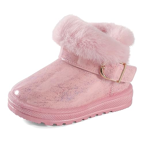 MK MATT KEELY Baby Winterschuhe Mädchen Outdoor Wasserdicht Boots Kinder Warm Gefütterte Lauflernschuhe mit Rutschfester Gummisohle,Rosa,EU 19/20(CN21) von MK MATT KEELY