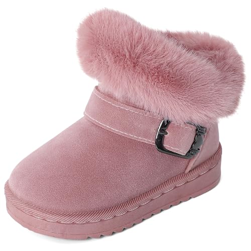 MK MATT KEELY Baby Winterschuhe Mädchen Outdoor Boots Kinder Warm Gefütterte Lauflernschuhe mit Rutschfestersohle,Rosa,EU 24/25(CN24) von MK MATT KEELY