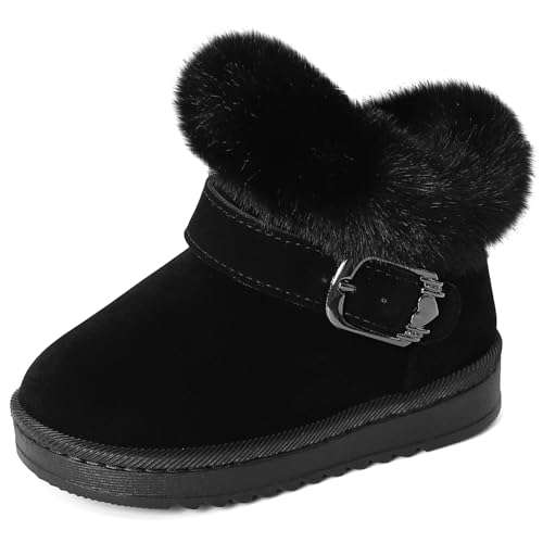 MK MATT KEELY Baby Winterschuhe Mädchen Outdoor Boots Kinder Warm Gefütterte Lauflernschuhe mit Rutschfestersohle,Schwarz,EU 23/23.5(CN22) von MK MATT KEELY