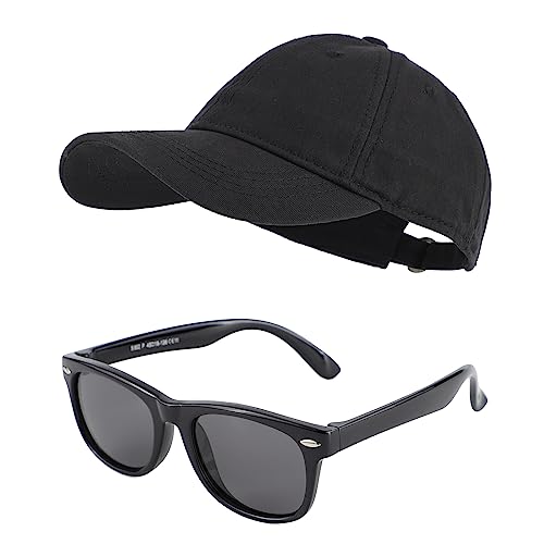 MK MATT KEELY Baseball Cap Jungen Mädchen Sonnenbrille Kinder 3-10 Jahre 2er Set Baumwolle Snapback Kappe Sommer Sonnenschutz Zubehör,Schwarz von MK MATT KEELY