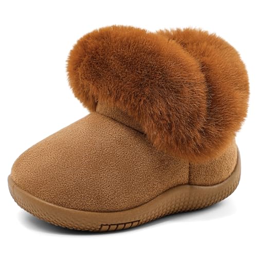 MK MATT KEELY Boots Baby Winterschuhe Mädchen 0-5 Jahre Snow Boots Outdoor Warm mit Weich Rutschfester Gummisohle,Braun,EU28(CN18) von MK MATT KEELY
