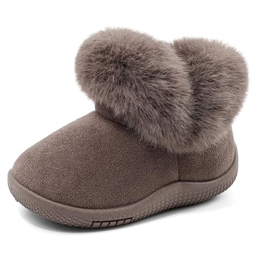 MK MATT KEELY Boots Baby Winterschuhe Mädchen 0-5 Jahre Snow Boots Outdoor Warm mit Weich Rutschfester Gummisohle,Kaffee,EU26/27(CN17) von MK MATT KEELY
