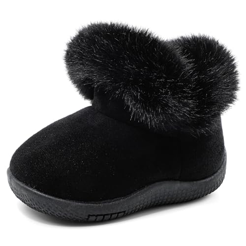 MK MATT KEELY Boots Baby Winterschuhe Mädchen 0-5 Jahre Snow Boots Outdoor Warm mit Weich Rutschfester Gummisohle,Schwarz,EU19(CN12) von MK MATT KEELY