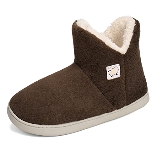 MK MATT KEELY Frauen Slipper Stiefel Männer Kunstpelz Futter Bootie Hausschuhe Kinder Warme Winter Familie Passenden Schuhe (39/40 EU, Braun) von MK MATT KEELY