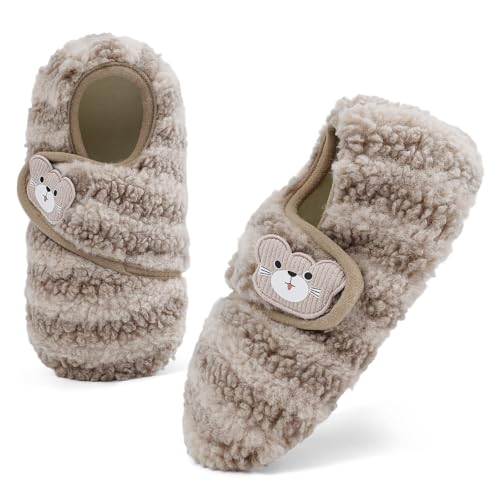 MK MATT KEELY Hausschuhe Baby Barfussschuhe Winter Indoor Junge Mädchen Pantoffeln rutschfest Weich für Lauflernschuhe Slippers,Braun,12-18 Monate von MK MATT KEELY