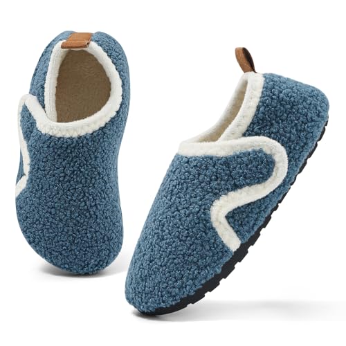 MK MATT KEELY Hausschuhe Kinder Junge Mädchen Barfussschuhe Winter Baby Pantoffeln Atmungsaktive rutschfest für Lauflernschuhe Slippers,Blau,35/36 EU(CN36-37) von MK MATT KEELY