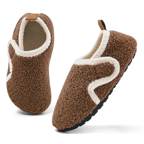 MK MATT KEELY Hausschuhe Kinder Junge Mädchen Barfussschuhe Winter Baby Pantoffeln Atmungsaktive rutschfest für Lauflernschuhe Slippers,Braun,37/38 EU(CN38-39) von MK MATT KEELY