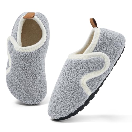 MK MATT KEELY Hausschuhe Kinder Junge Mädchen Barfussschuhe Winter Baby Pantoffeln Atmungsaktive rutschfest für Lauflernschuhe Slippers,Grau,39/40 EU(CN40-41) von MK MATT KEELY