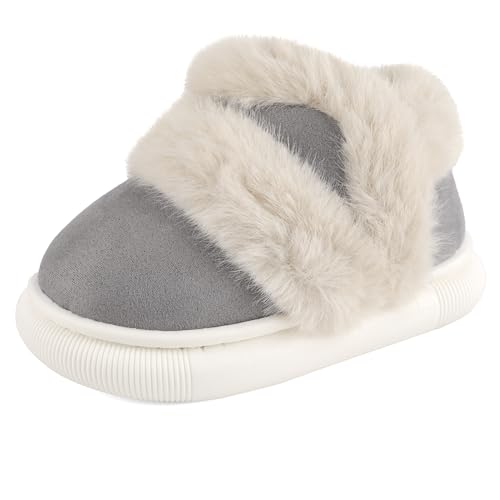 MK MATT KEELY Hausschuhe Kinder Mädchen Winter Warme Kuschelige Pantoffeln Kleinkind rutschfest Slippers,Grau,29/30 EU von MK MATT KEELY