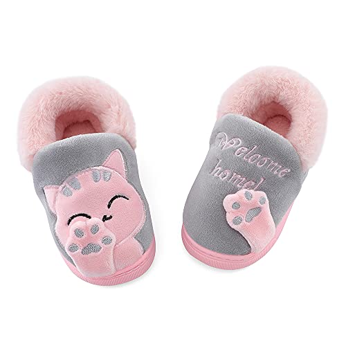 MK MATT KEELY Jungen Mädchen Plüsch Hausschuhe für Kleinkind Winter Warme Weiche rutschfeste Katze Pantoffeln Indoor Outdoor von MK MATT KEELY