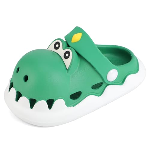 MK MATT KEELY Kinder Dinosaurier Clogs Jungen Mädchen Sommer Hausschuhe Garden Beach Sandalen Drinnen Draußen,Grün,EU 27/27.5 von MK MATT KEELY