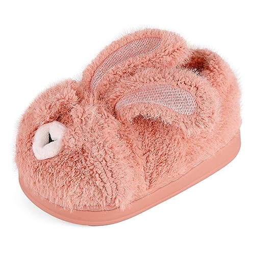 MK MATT KEELY Kinder Hausschuhe Jungen Mädchen Winter Warme Plüsch Pantoffeln Weiche rutschfeste Häschen Hausschuhe Indoor,Kaninchen-Rosa,29/30 EU von MK MATT KEELY