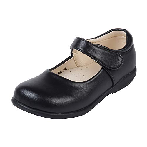 MK MATT KEELY Kinder Mädchen Flache Schulschuhe Schwarz Mary Jane Haken und Schleife Prinzessin Schuhe Wanderschuhe,Schwarz Stil 2,33 EU von MK MATT KEELY