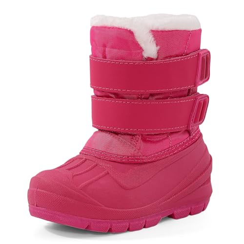 MK MATT KEELY Kinder Schneestiefel Jungen Mädchen Winter Isoliert Wasserdicht Stiefeletten Kleinkinder Kniehohe Wanderschuhe mit hoher Traktion Sohlen, rosarot, 25 EU von MK MATT KEELY