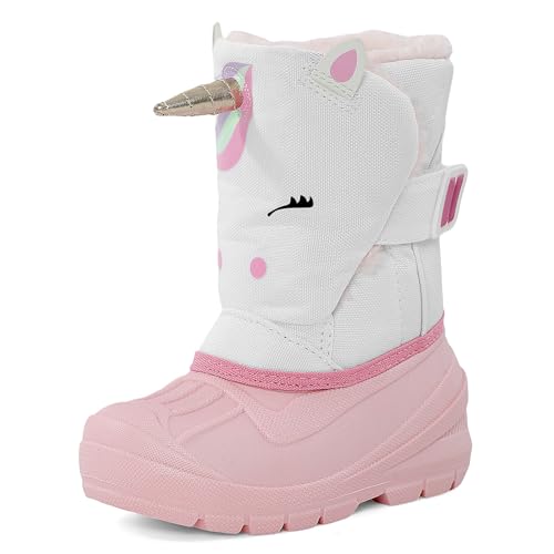 MK MATT KEELY Kinder Schneestiefel Jungen Mädchen Winter Isoliert Wasserdicht Stiefeletten Kleinkinder Kniehohe Wanderschuhe mit hoher Traktion Sohlen, rose, 30 EU von MK MATT KEELY