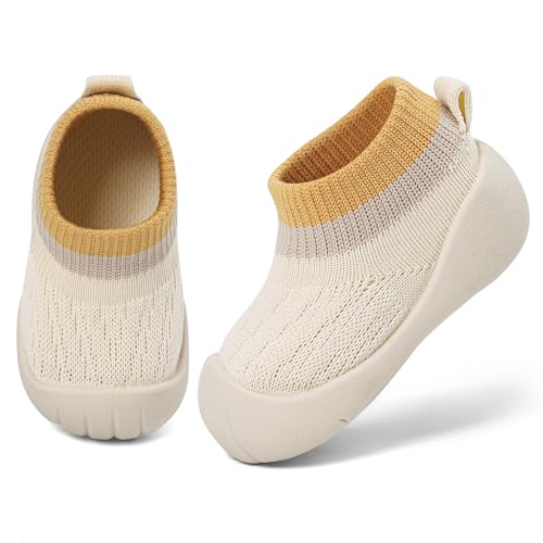 MK MATT KEELY Krabbelschuhe Baby Winter Sockenschuhe Warm Kleinkind Mädchen Jungen Outdoor rutschfeste Lauflernschuhe,Beige,6-12 Monate von MK MATT KEELY