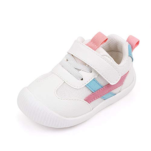 MK MATT KEELY Baby Schuhe Lauflernschuhe Mädchen Jungen Atmungsaktiv Leader Krabbelschuhe für 0-4 Jahre mit Sohle rutschfeste,Rosa,EU 21 von MK MATT KEELY