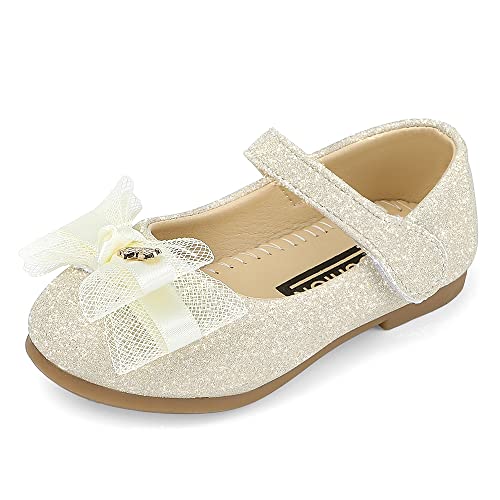 MK MATT KEELY Mädchen Mary Jane Flache Prinzessin Schuhe 2-7 Jahre Ballerinas Partys Hochzeiten Glitzer Schuhe,Gold,EU20(Etikettengröße 21) von MK MATT KEELY