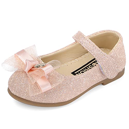 MK MATT KEELY Mädchen Mary Jane Flache Prinzessin Schuhe 2-7 Jahre Ballerinas Partys Hochzeiten Glitzer Schuhe,Rosa,EU20(Etikettengröße 21) von MK MATT KEELY