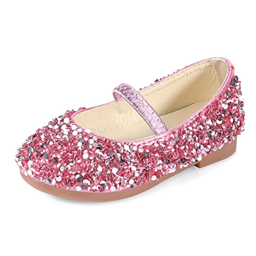 MK MATT KEELY Prinzessin Schuhe Mädchen Glitzer Ballerinas Kinder Mary Jane Kristall Frozen Sandalen,Rosa,20EU(CN22) von MK MATT KEELY