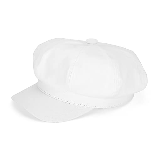 MK MATT KEELY Schirmmütze Damen Baskenmütze Newsboy Barett Cap Damen Ballonmütze mit Visier für Vier Jahreszeiten,Weiß von MK MATT KEELY