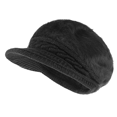 MK MATT KEELY Schirmmütze Winter Damen Baskenmütze Newsboy Warm Wolle Barett Cap Damen Ballonmütze mit Visier,Schwarz von MK MATT KEELY