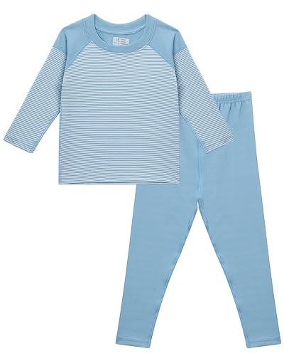 MK MATT KEELY Schlafanzug Jungen Mädchen Lang Kuschelig Herbst/Winter Pyjama Set Zweiteiliger Kinder Warm Nachtwäsche,Blau,6-7 Jahre von MK MATT KEELY