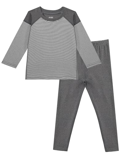 MK MATT KEELY Schlafanzug Jungen Mädchen Lang Kuschelig Herbst/Winter Pyjama Set Zweiteiliger Kinder Warm Nachtwäsche,Grau,8-9 Jahre von MK MATT KEELY