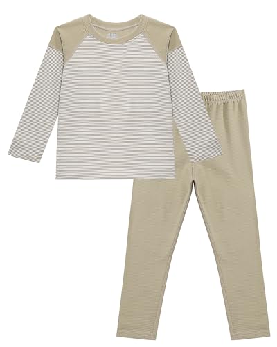 MK MATT KEELY Schlafanzug Jungen Mädchen Lang Kuschelig Herbst/Winter Pyjama Set Zweiteiliger Kinder Warm Nachtwäsche,Hellbraun,4-5 Jahre von MK MATT KEELY