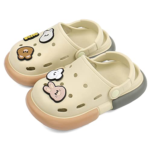 MK MATT KEELY Unisex Kinder Clogs Jungen Mädchen Sommer Hausschuhe Garden Beach Sandalen Drinnen draußen,Khaki,EU 27/27.5 von MK MATT KEELY