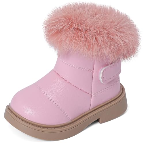 MK MATT KEELY Winterstiefel Mädchen Kinder Wasserdicht Boots Baby Outdoor Warm Winterschuhe mit Rutschfester Gummisohle,Rosa,EU 26(CN28) von MK MATT KEELY