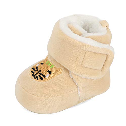 MK MATT KEELY Baby Jungen Mädchen Cartoon Anti-Rutsch Weiche Sohle Dicke Hausschuhe Booties,Beige,0-6 Monate von MK MATT KEELY