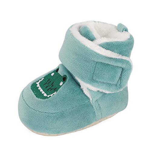 MK MATT KEELY Baby Jungen Mädchen Cartoon Anti-Rutsch Weiche Sohle Dicke Hausschuhe Booties,Grün,0-6 Monate von MK MATT KEELY