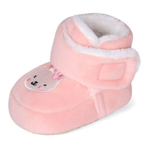 MK MATT KEELY Baby Jungen Mädchen Cartoon Anti-Rutsch Weiche Sohle Dicke Hausschuhe Booties,Rose,12-18 Monate von MK MATT KEELY