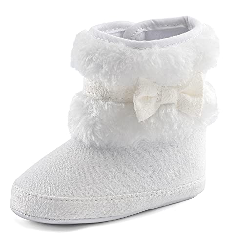 Matt Keely Baby Mädchen Bowknot Schneestiefel Weiche Sohle Winter warme Schuhe Booties Weiß 0-6 Monate von MK MATT KEELY