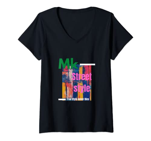Damen MK Streetstyle T-Shirt mit V-Ausschnitt Damen MK Streetstyle T-Shirt mit V-Ausschnitt von MK street style