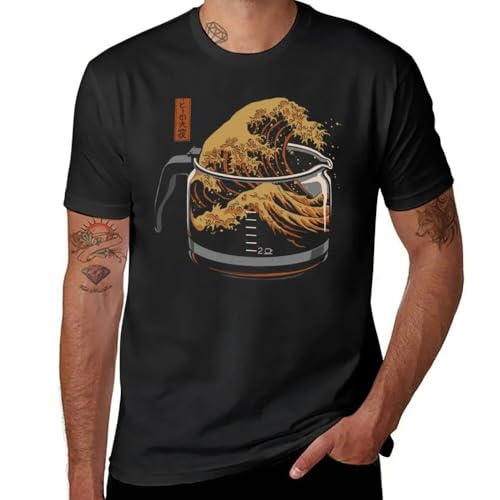 The Great Wave of Coffee T-Shirt Custom t Shirts t Shirts Men t Shirts Black XL von MKCSHCBV