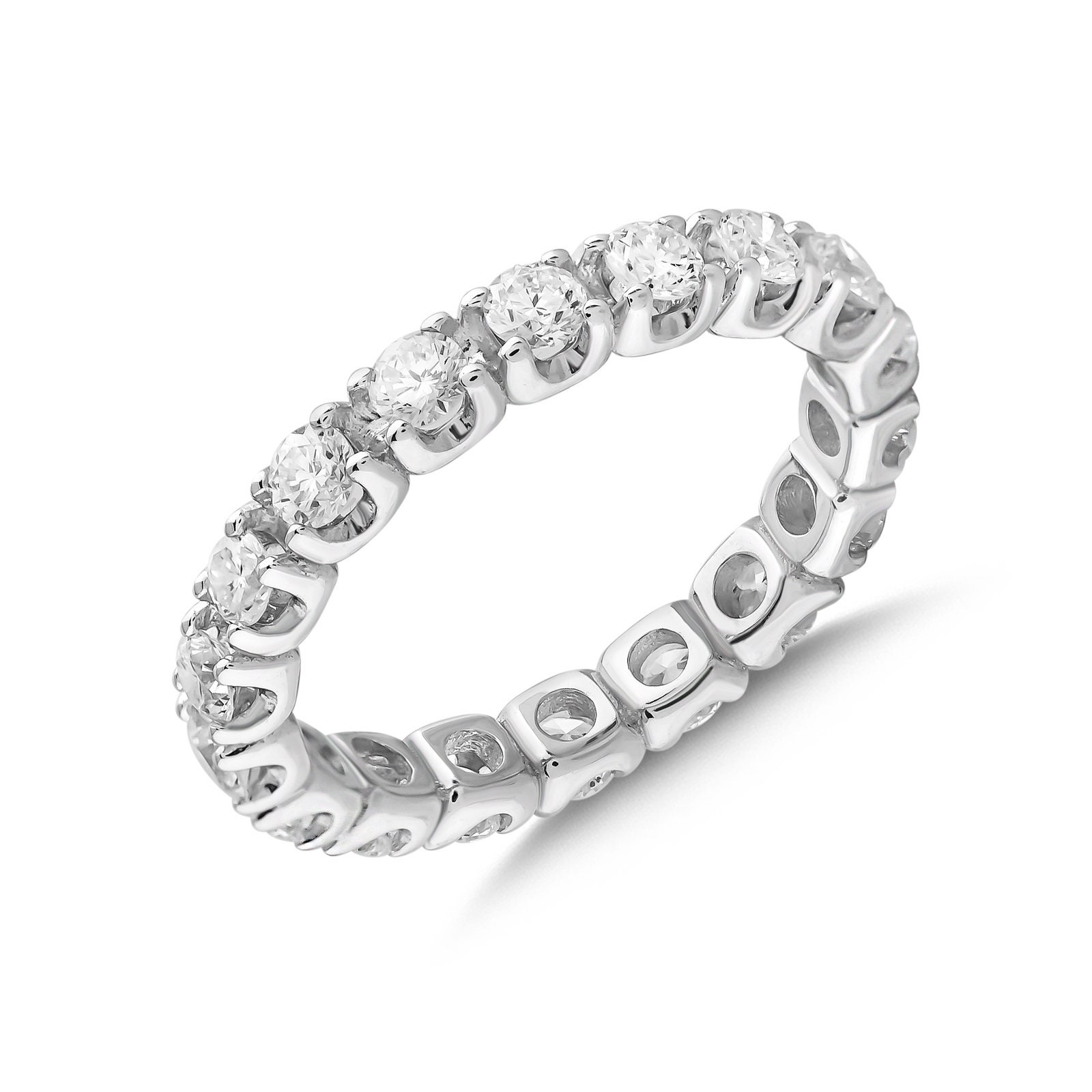 Echte Diamant Eternity Ring, Rundschliff, Verlobung, Hochzeit, Geschenk Für Sie von PiecesOfMeDiamond