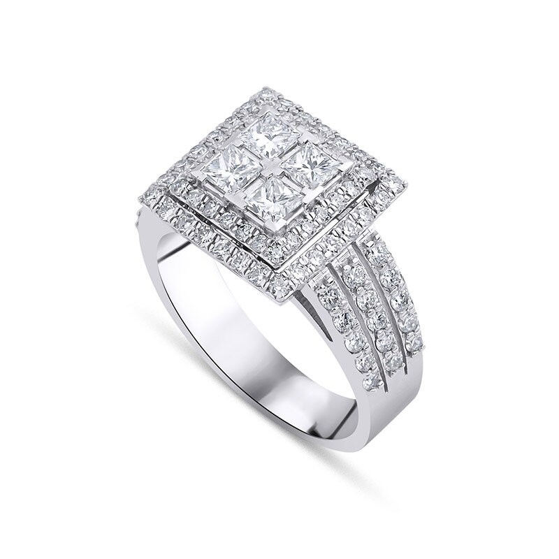 Princess Cut Diamantring, 14K Solid Gold Ehering, Baguette Echte Diamantringe von PiecesOfMeDiamond